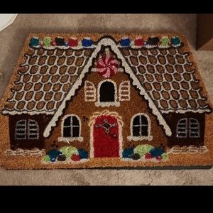Gingerbread house candy sweet house door mat.